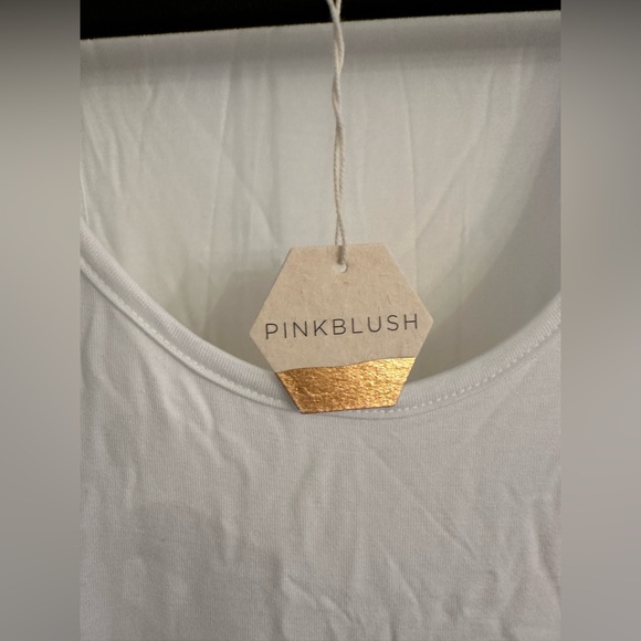 NWT Pink blush White Solid Ruched Fitted Maternity Bodycon Midi Dress small - Picture 3 of 5